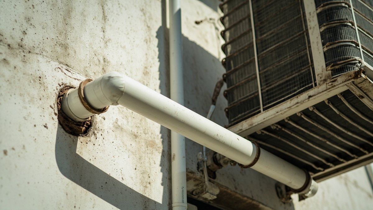 Air-conditioner pipe trunking passing through an external wall