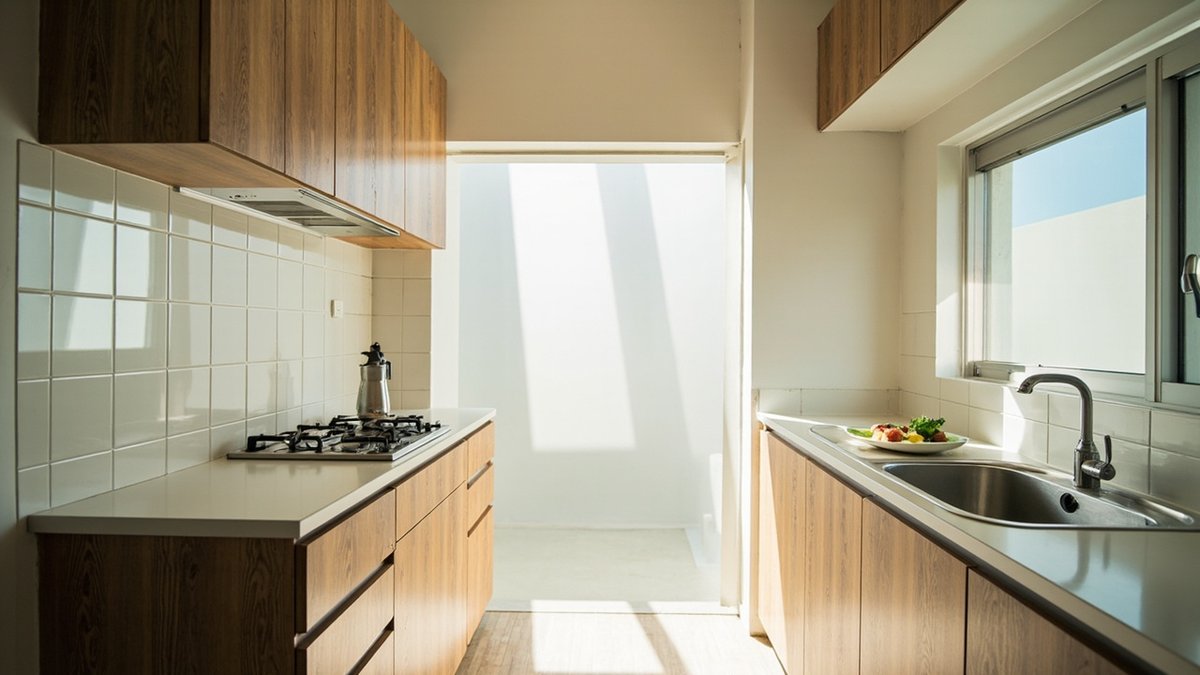 Full aluminium kitchen cabinets in a Malaysian wet kitchen