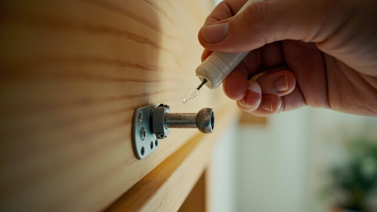 Pest technician applying gel bait behind a kitchen cabinet for cockroaches