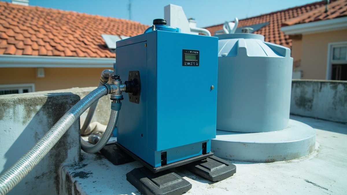 Pam air inverter tekanan tetap atas pelapik anti-gegaran di sebelah tangki air