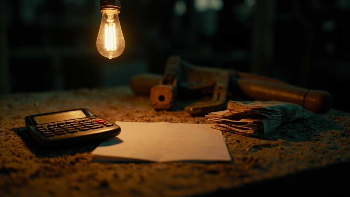 A blank invoice, calculator and cash on a site table over overcharging