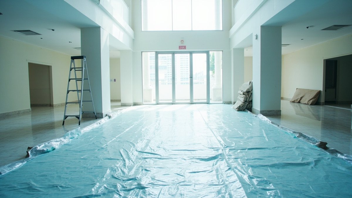 New condo lobby with protective film still down before developer hands over to JMB