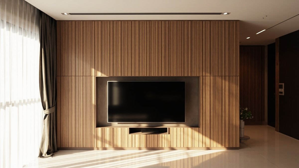 TV feature false wall with concealed cable routing