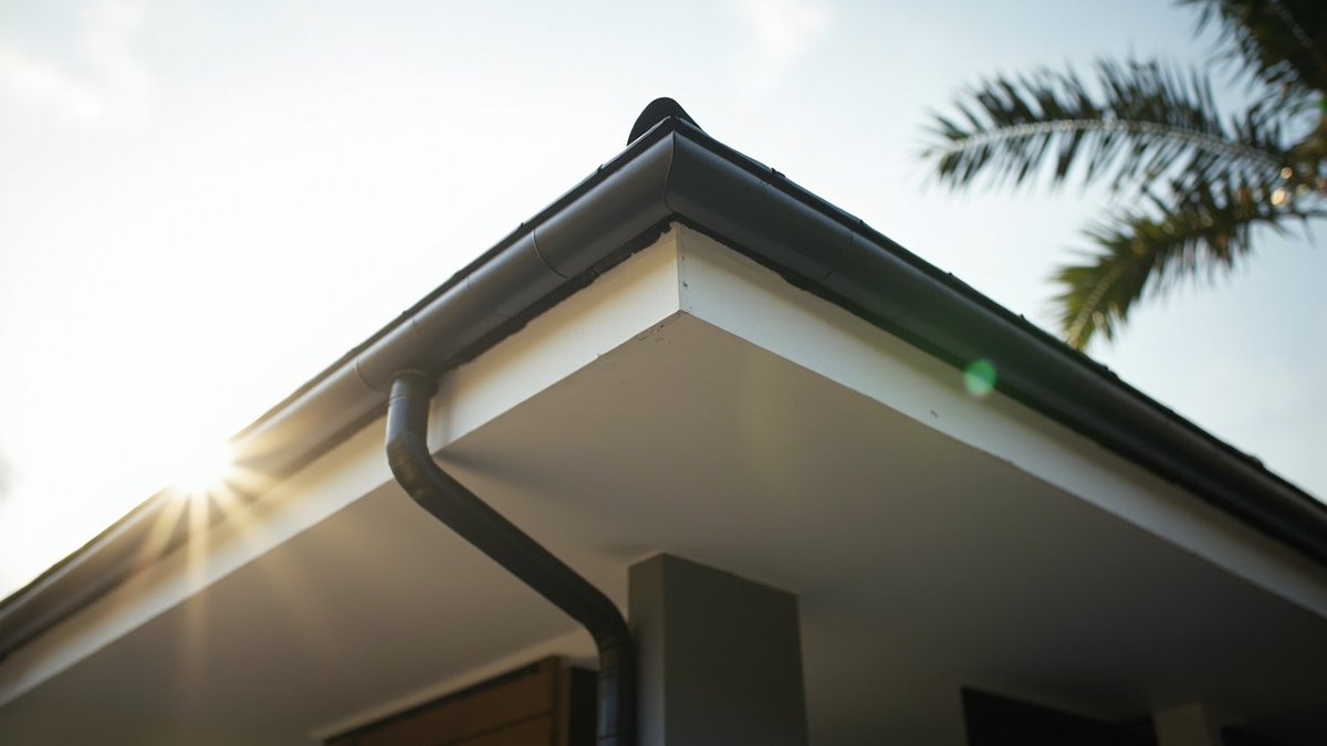 Concealed built-in gutter on a premium home roofline