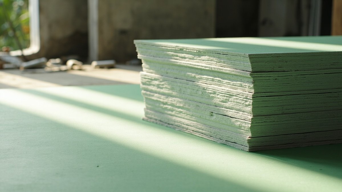 Stack of moisture-resistant green gypsum board sheets