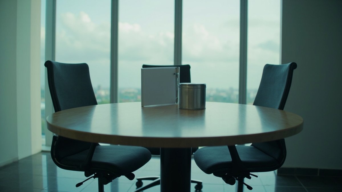 Three chairs, a ledger and a cash tin for the JMB office bearers