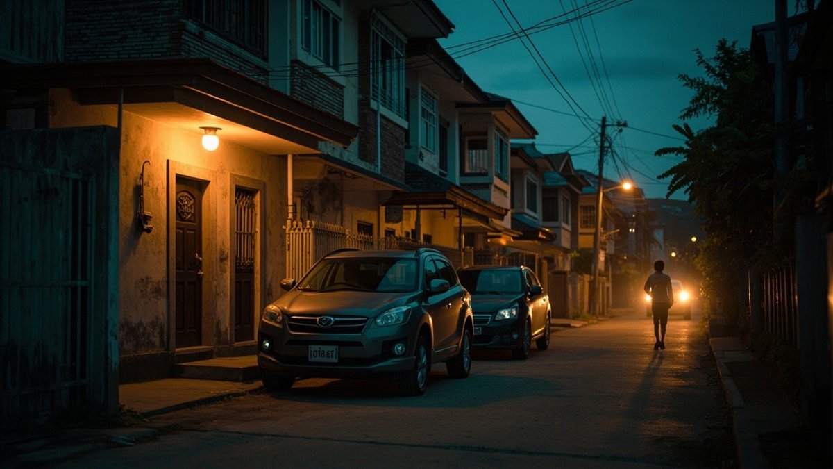 A shared driveway with two parked cars represents joint property ownership between co-owners.