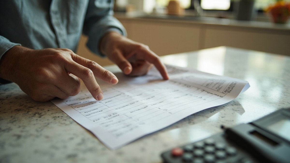 Homeowner reviewing an itemised kitchen cabinet quotation