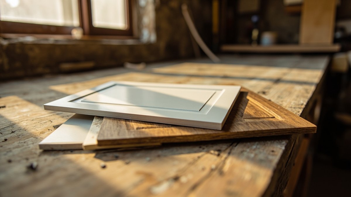 Melamine, laminate and acrylic cabinet door finish samples