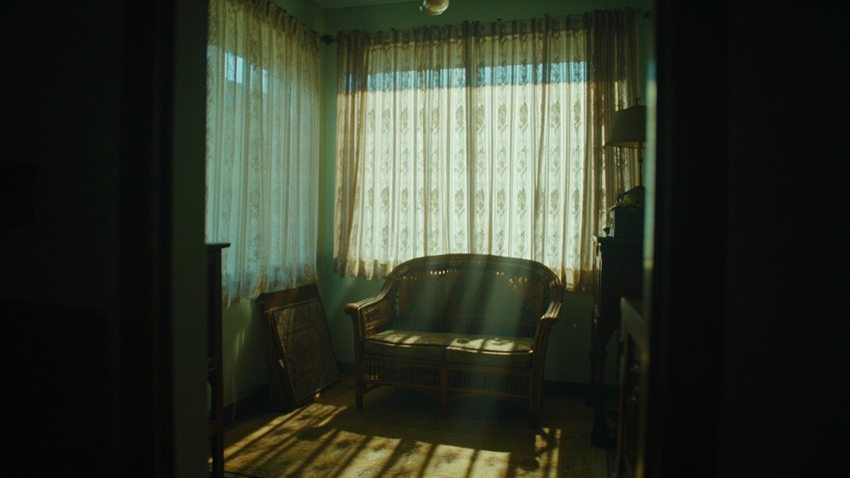 A quiet living room with old family furniture represents faraid inheritance for a Muslim estate.