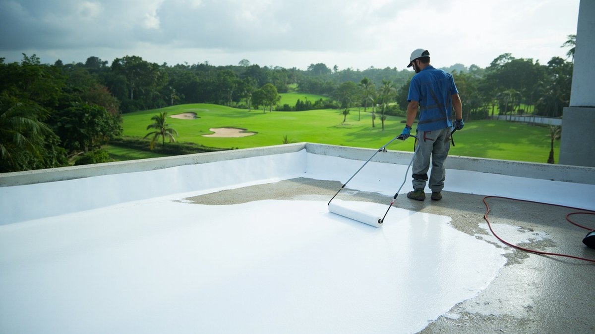 Waterproofing a flat roof terrace of a landed house overlooking golf greens in Sungai Long