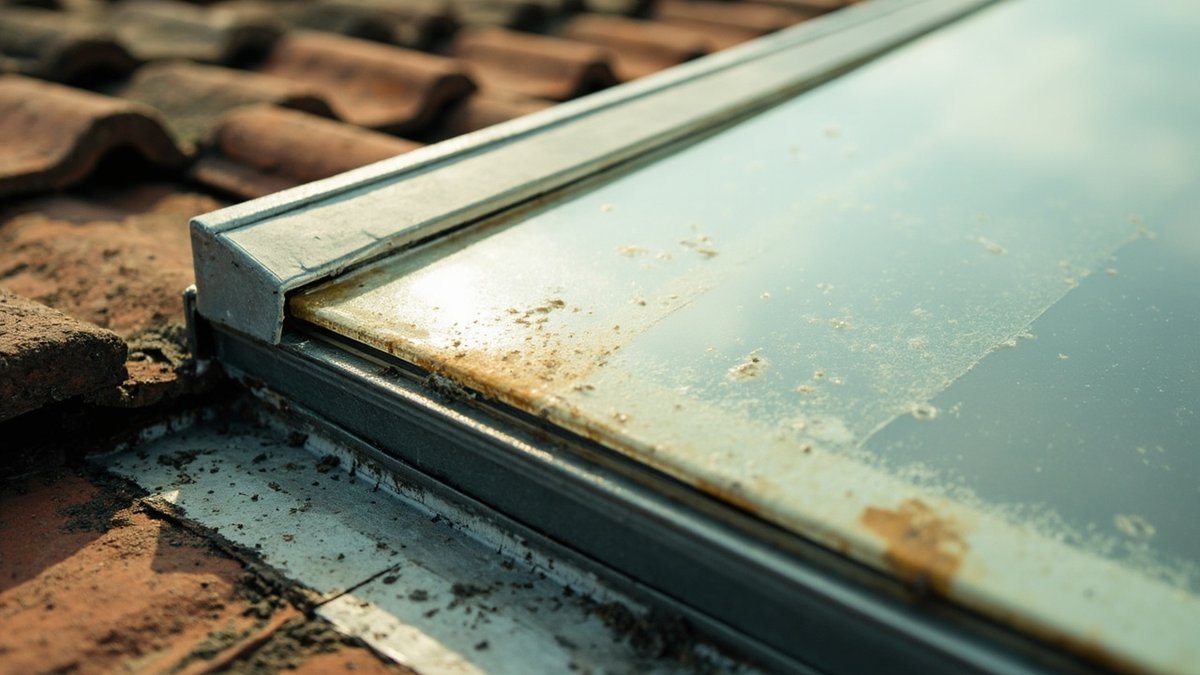 Polycarbonate skylight edge seal on a Malaysian house roof