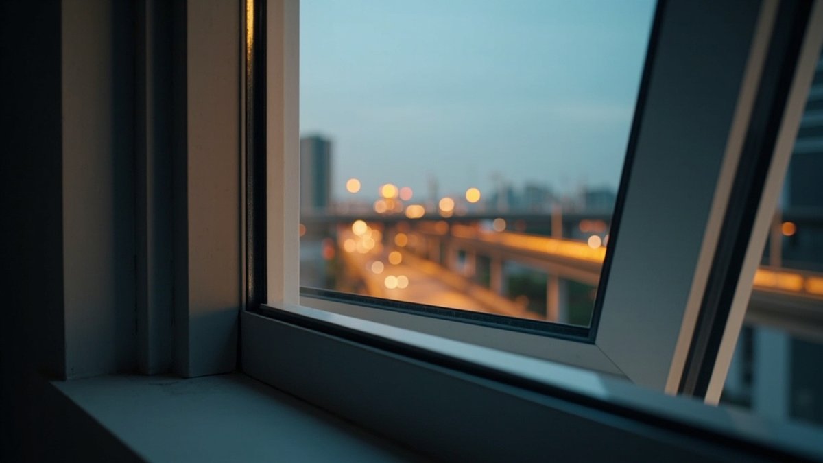 Secondary inner window fitted inside an aluminium window facing a highway