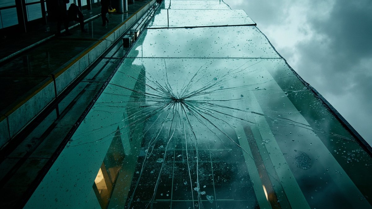 被雨水冲刷并出现裂缝的玻璃幕墙板 属于公寓总保险单承保的损坏