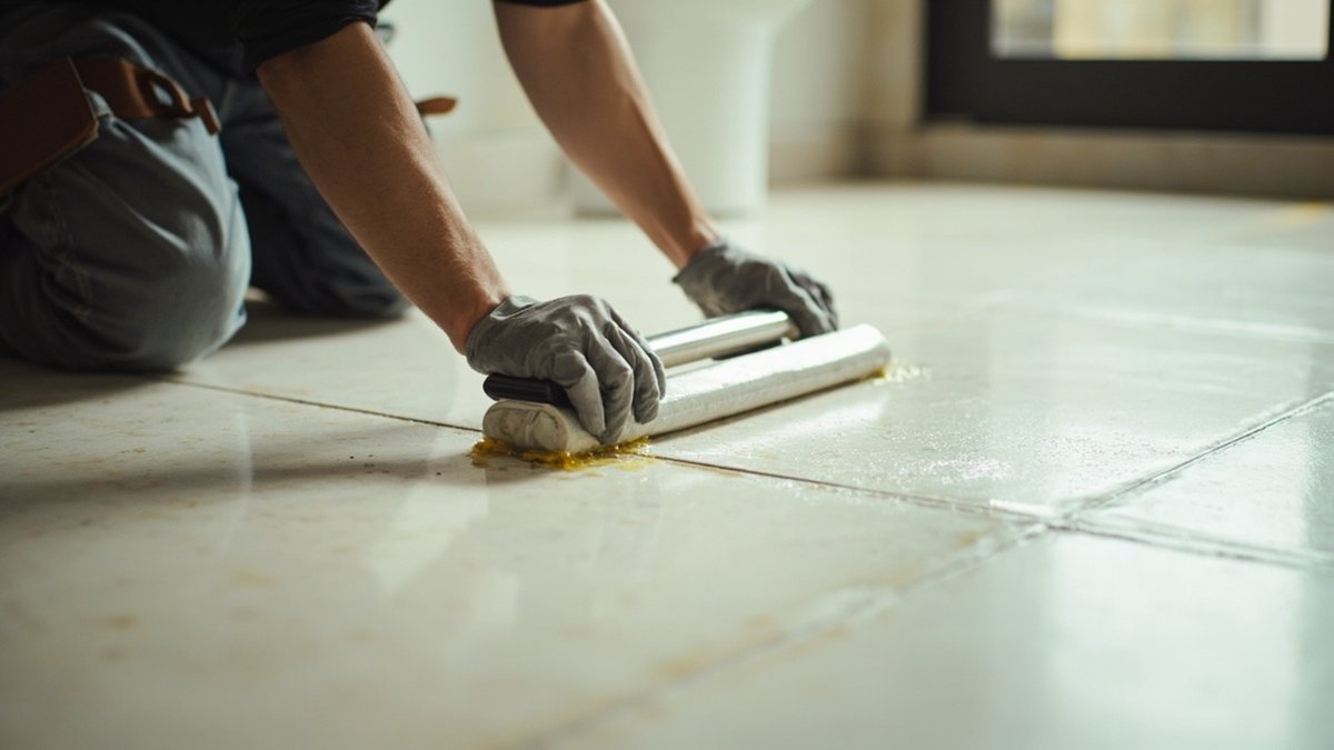 Sealing tile grout lines in a Malaysian bathroom without hacking
