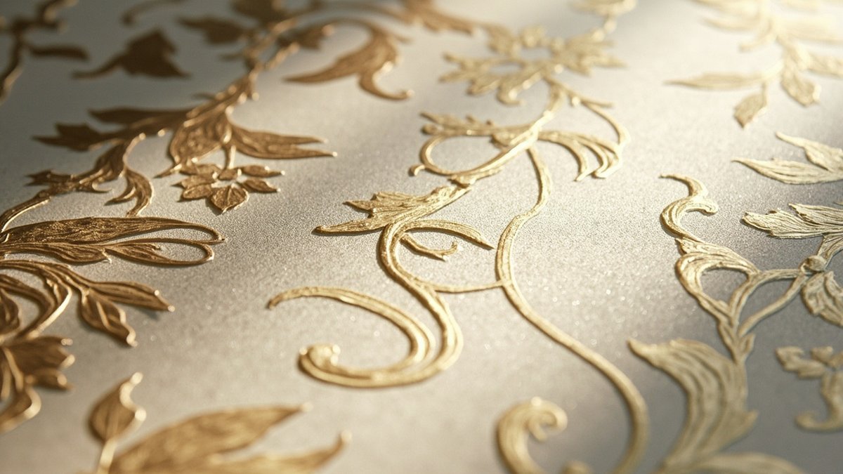 Close-up of a designer imported decorative wallpaper