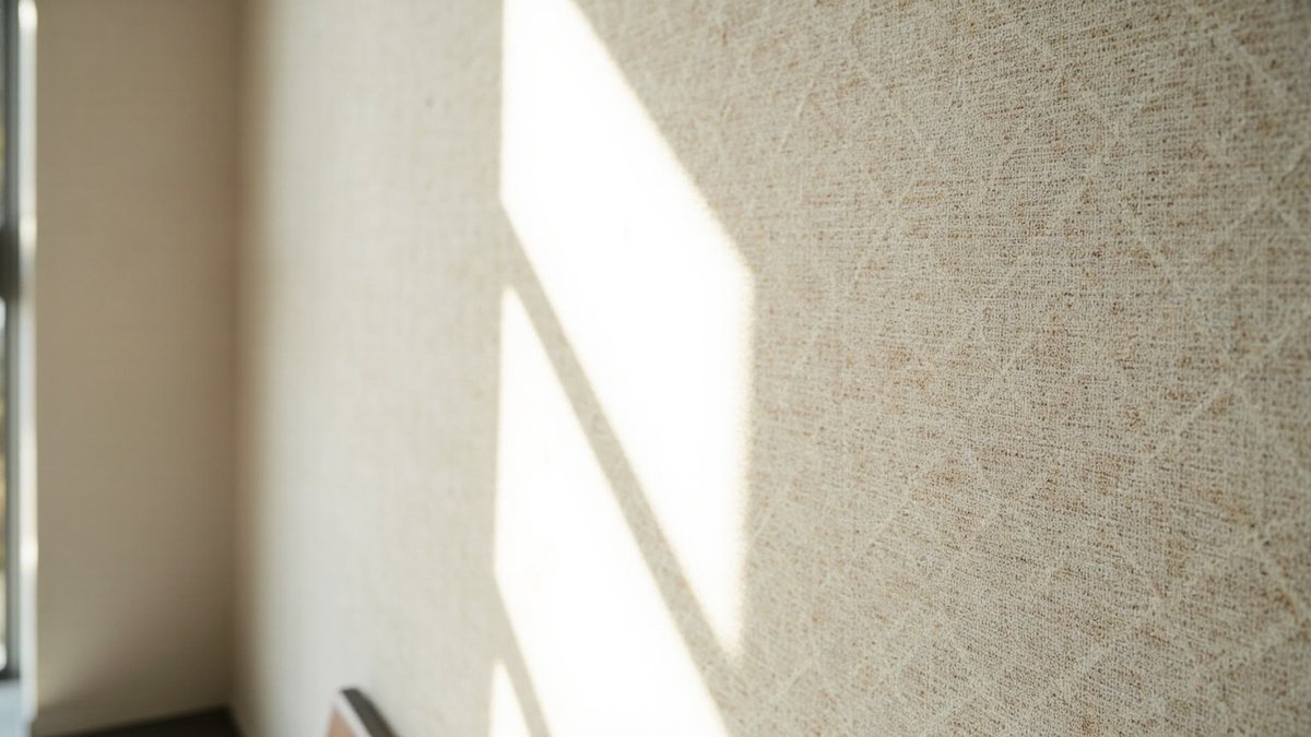 Close-up of non-woven fibre-based wallpaper