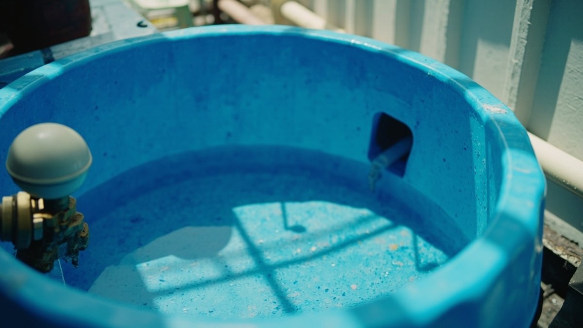 屋顶水箱进水口上带浮球的浮球阀