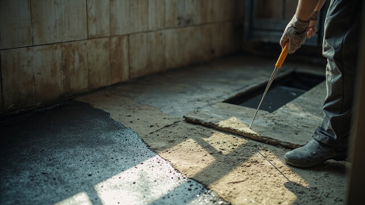 Waterproofing membrane applied to a Malaysian wet kitchen floor