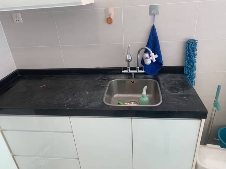 Before: Marble worktop re-polished