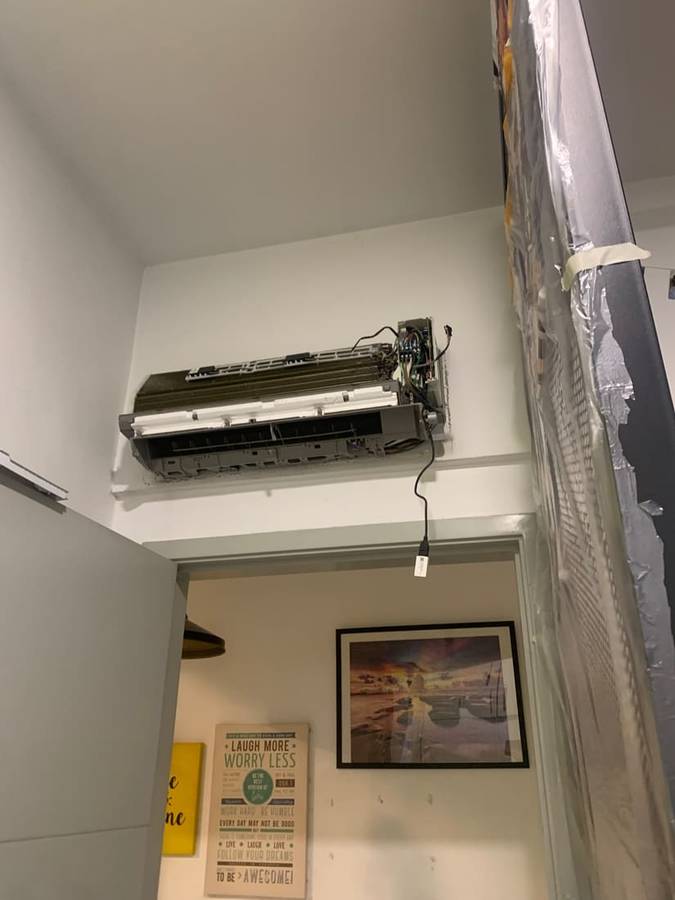 Before: Aircon repair, reassembled properly