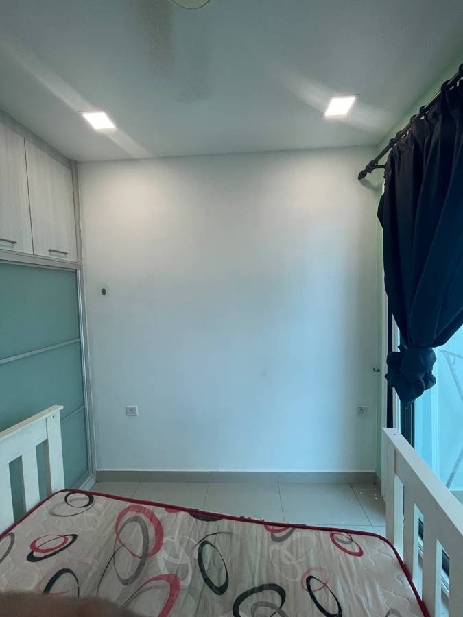 After: Peeling wall stripped and skim-coated